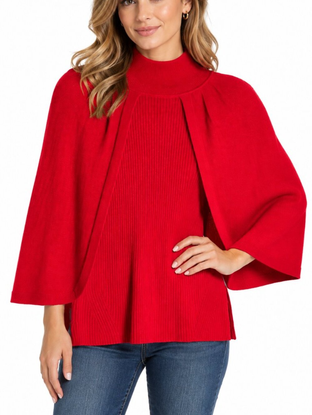 Beautiful Iris Setlakwe bright red knit sweater featuring a sophisticated mock t